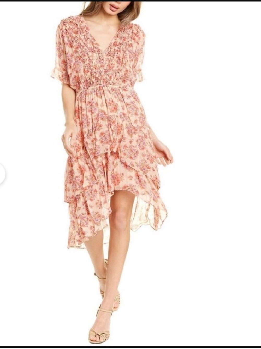 NWT The Kooples  Ruffle V-Neck Midi Dress